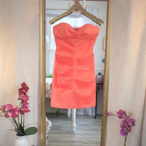 Arden B Coral Rouched Strapless Bodycon Mini Dress